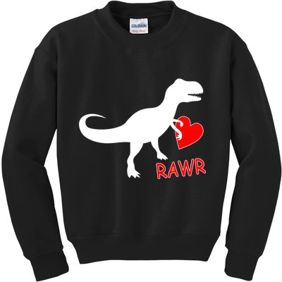 T-Rex Rawr Heart Dinosaur Valentine's Day Kids Sweatshirt