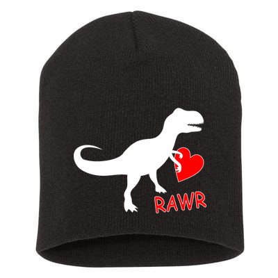 T-Rex Rawr Heart Dinosaur Valentine's Day Short Acrylic Beanie