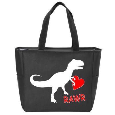 T-Rex Rawr Heart Dinosaur Valentine's Day Zip Tote Bag