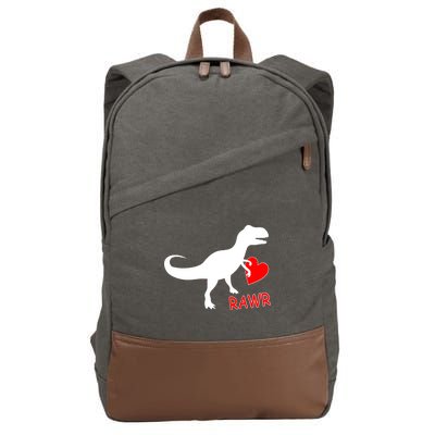 T-Rex Rawr Heart Dinosaur Valentine's Day Cotton Canvas Backpack