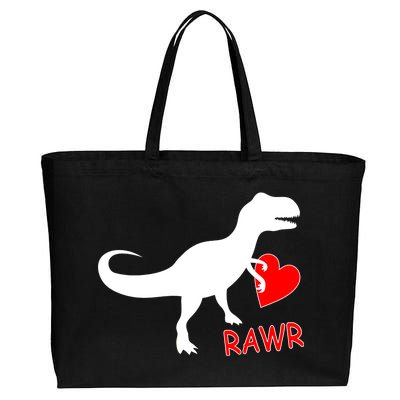 T-Rex Rawr Heart Dinosaur Valentine's Day Cotton Canvas Jumbo Tote