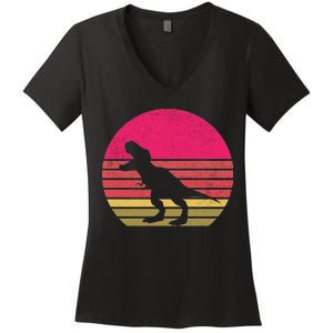 T-Rex Retro Women's V-Neck T-Shirt