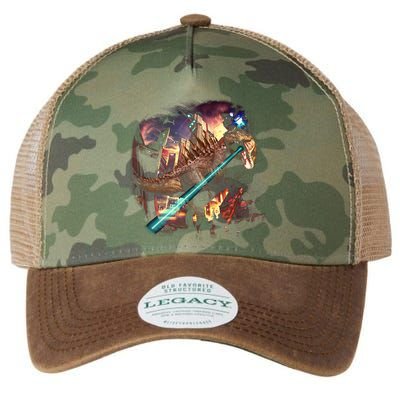 T-Rex Rexzilla Lazer Burning City Legacy Tie Dye Trucker Hat