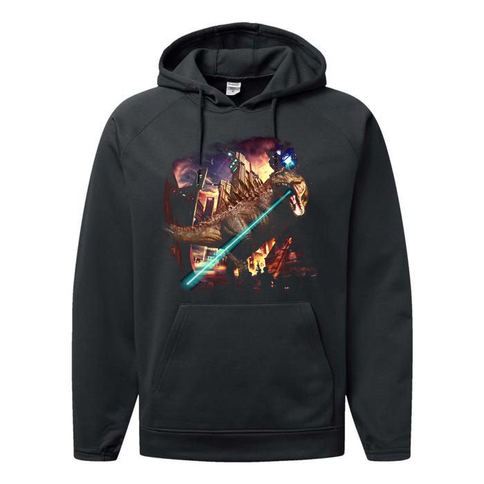 T-Rex Rexzilla Lazer Burning City Performance Fleece Hoodie