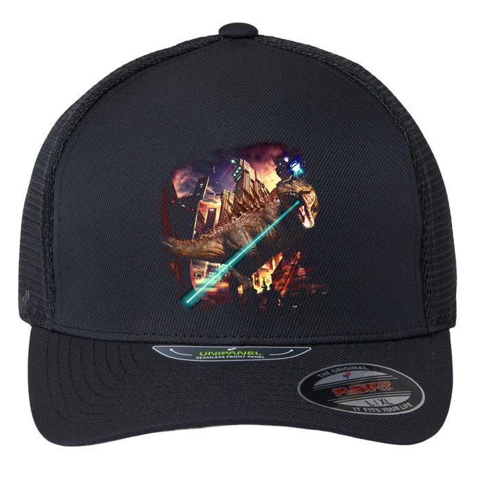 T-Rex Rexzilla Lazer Burning City Flexfit Unipanel Trucker Cap