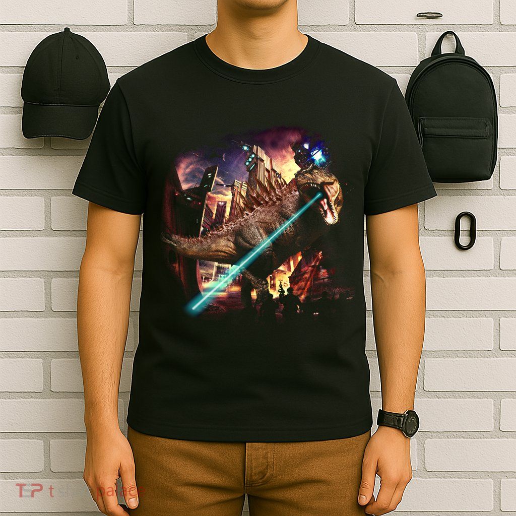 T-Rex Rexzilla Lazer Burning City T-Shirt