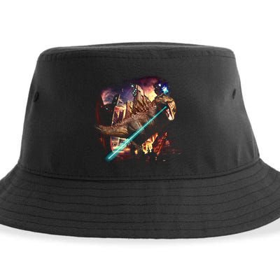 T-Rex Rexzilla Lazer Burning City Sustainable Bucket Hat