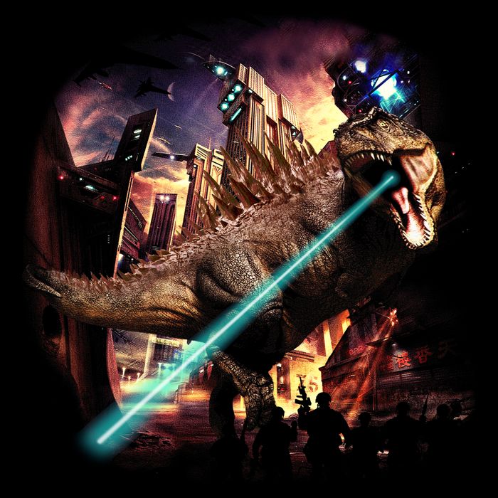 T-Rex Rexzilla Lazer Burning City Sustainable Bucket Hat