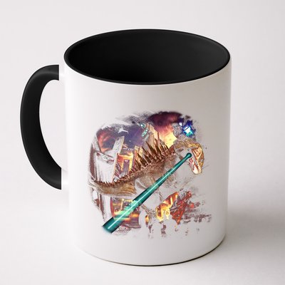 T-Rex Rexzilla Lazer Burning City Mug