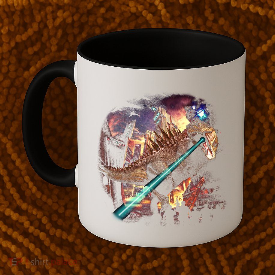 T-Rex Rexzilla Lazer Burning City Mug