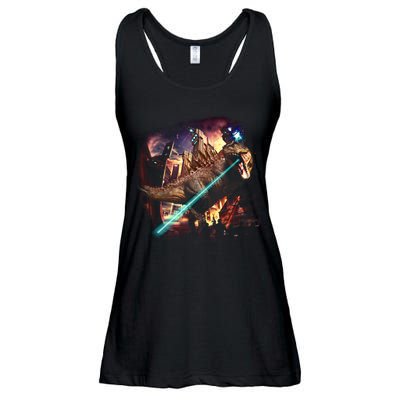 T-Rex Rexzilla Lazer Burning City Ladies Essential Flowy Tank