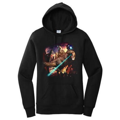 T-Rex Rexzilla Lazer Burning City Women's Pullover Hoodie