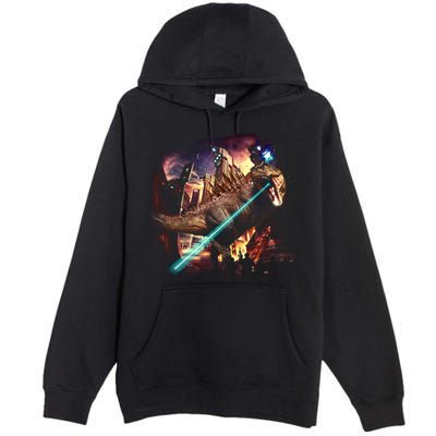 T-Rex Rexzilla Lazer Burning City Premium Pullover Hoodie