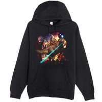 T-Rex Rexzilla Lazer Burning City Premium Pullover Hoodie