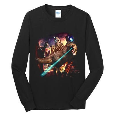 T-Rex Rexzilla Lazer Burning City Tall Long Sleeve T-Shirt