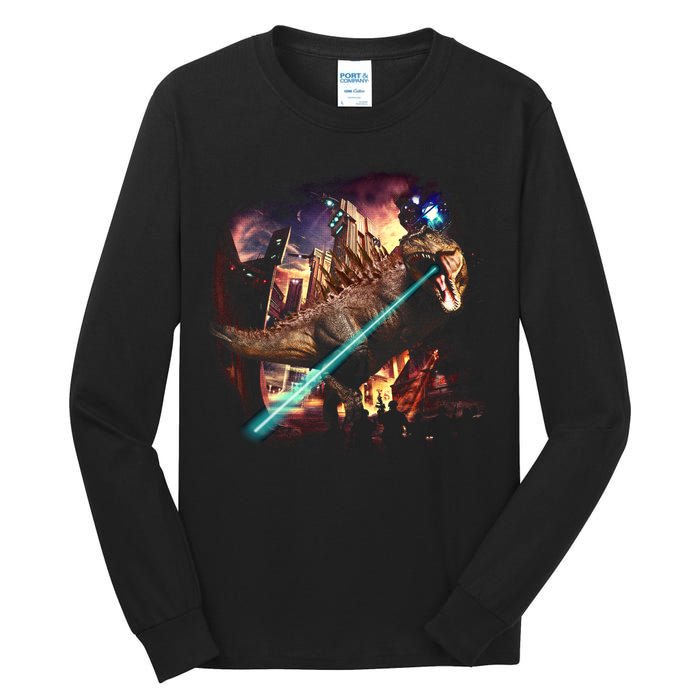 T-Rex Rexzilla Lazer Burning City Tall Long Sleeve T-Shirt