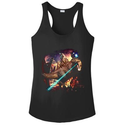 T-Rex Rexzilla Lazer Burning City Ladies PosiCharge Competitor Racerback Tank