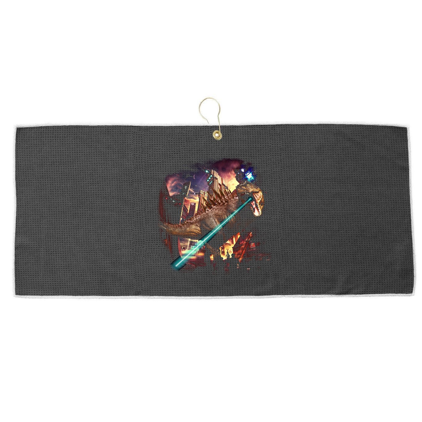 T-Rex Rexzilla Lazer Burning City Large Microfiber Waffle Golf Towel
