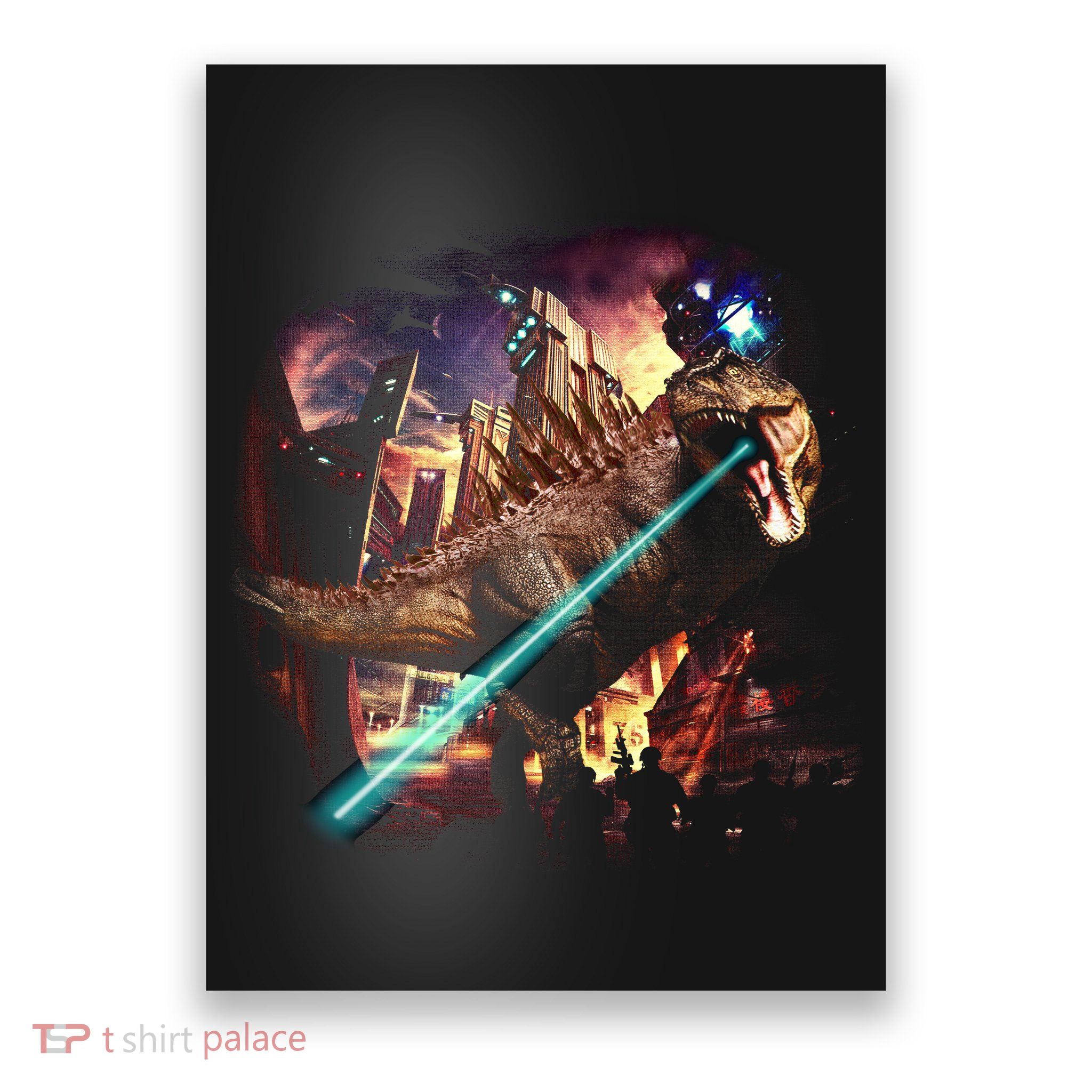 T-Rex Rexzilla Lazer Burning City Poster