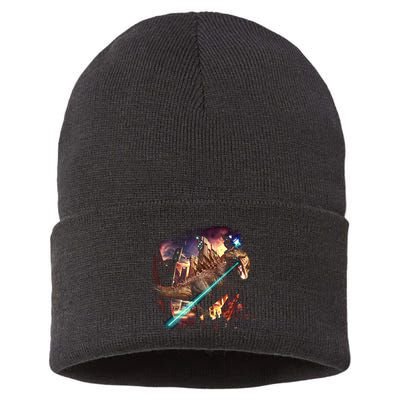 T-Rex Rexzilla Lazer Burning City Sustainable Knit Beanie
