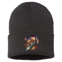 T-Rex Rexzilla Lazer Burning City Sustainable Knit Beanie