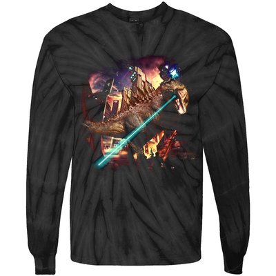 T-Rex Rexzilla Lazer Burning City Tie-Dye Long Sleeve Shirt