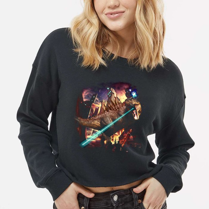 T-Rex Rexzilla Lazer Burning City Cropped Pullover Crew