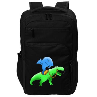 T-Rex Riding A Shark Impact Tech Backpack