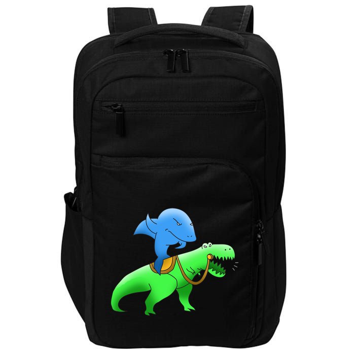 T-Rex Riding A Shark Impact Tech Backpack