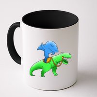 T-Rex Riding A Shark Mug