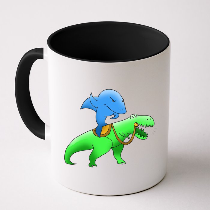 T-Rex Riding A Shark Mug