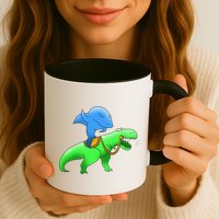 T-Rex Riding A Shark Mug