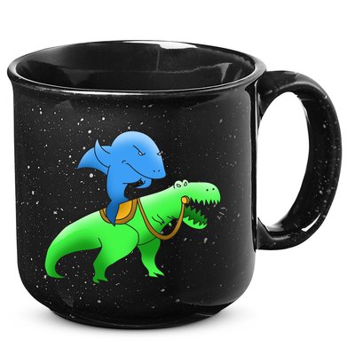T-Rex Riding A Shark 15oz Campfire Ceramic Mug