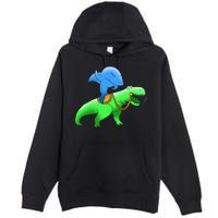 T-Rex Riding A Shark Premium Pullover Hoodie