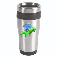 T-Rex Riding A Shark 16oz Travel Tumbler
