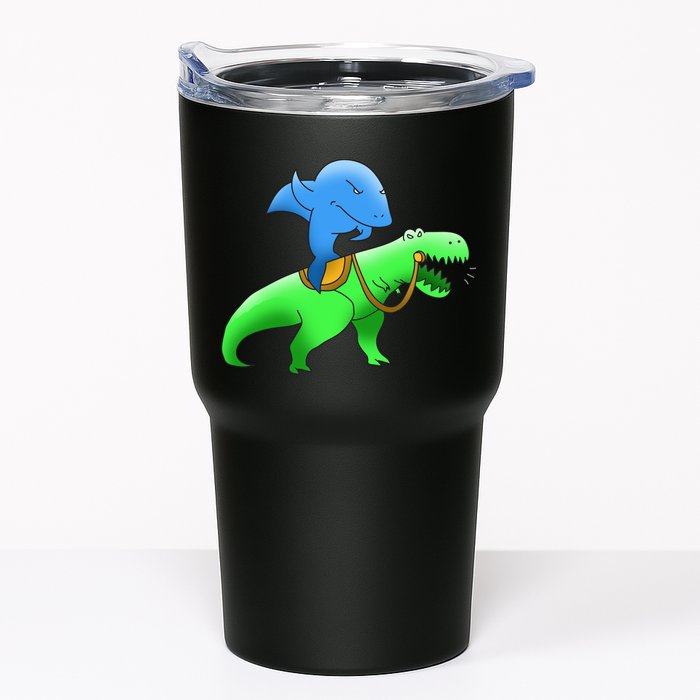 T-Rex Riding A Shark Tumbler