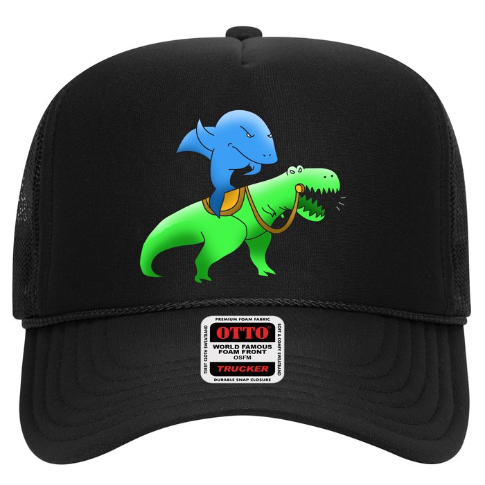 T-Rex Riding A Shark Trucker Hat