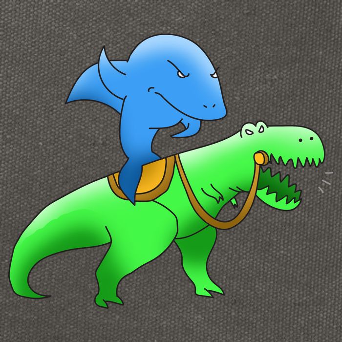 T-Rex Riding A Shark Cotton Canvas Backpack
