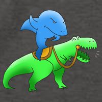 T-Rex Riding A Shark Vector Backpack