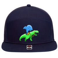 T-Rex Riding A Shark 7 Panel Mesh Trucker Snapback Hat