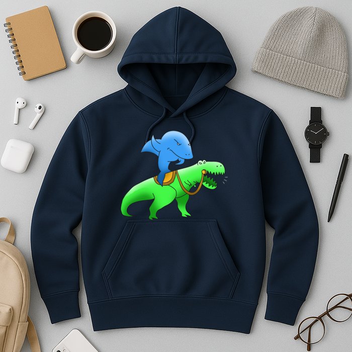 T-Rex Riding A Shark Hoodie