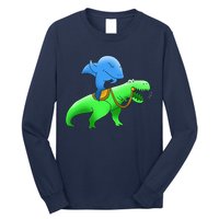 T-Rex Riding A Shark Long Sleeve Shirt