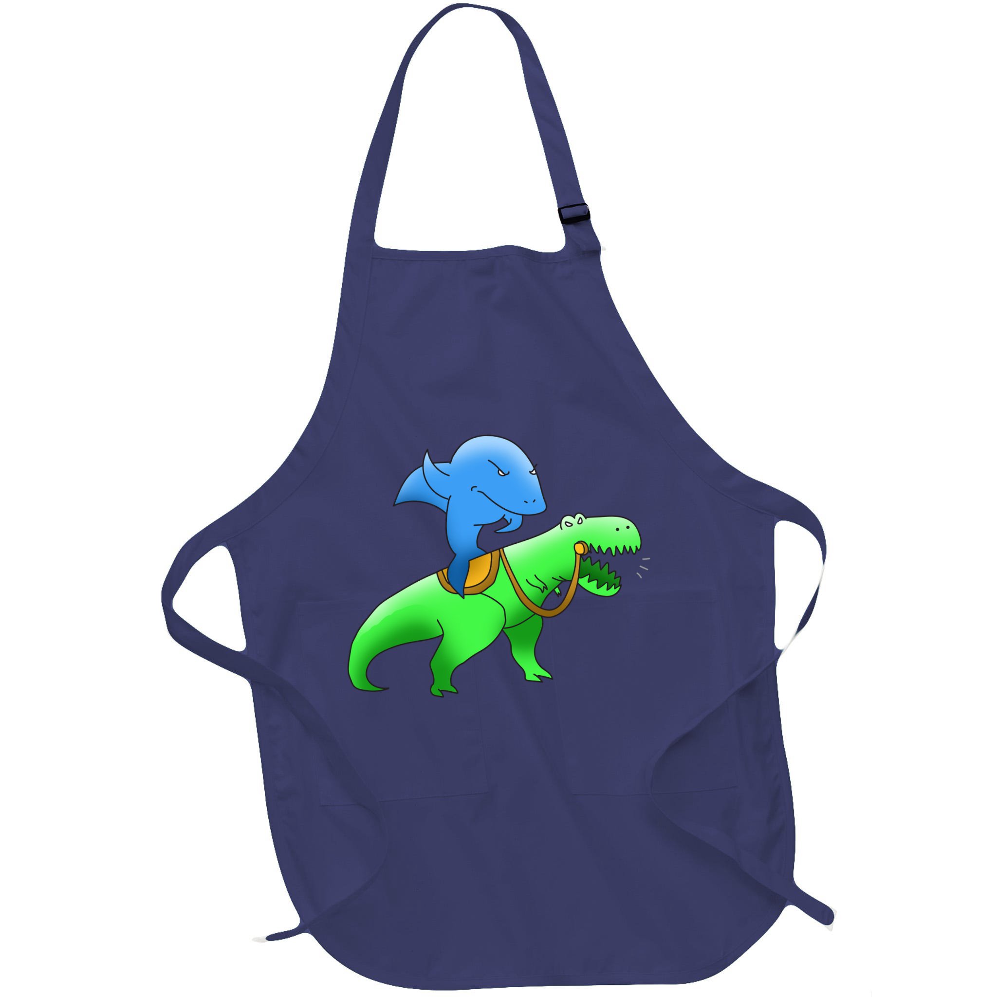 T-Rex Riding A Shark Apron