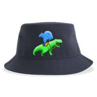 T-Rex Riding A Shark Sustainable Bucket Hat
