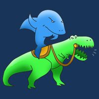 T-Rex Riding A Shark Button