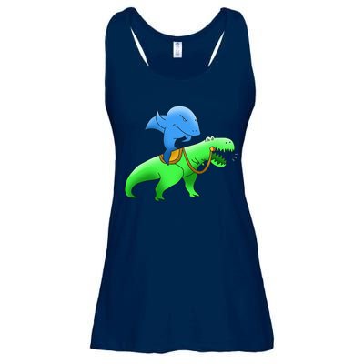 T-Rex Riding A Shark Ladies Essential Flowy Tank