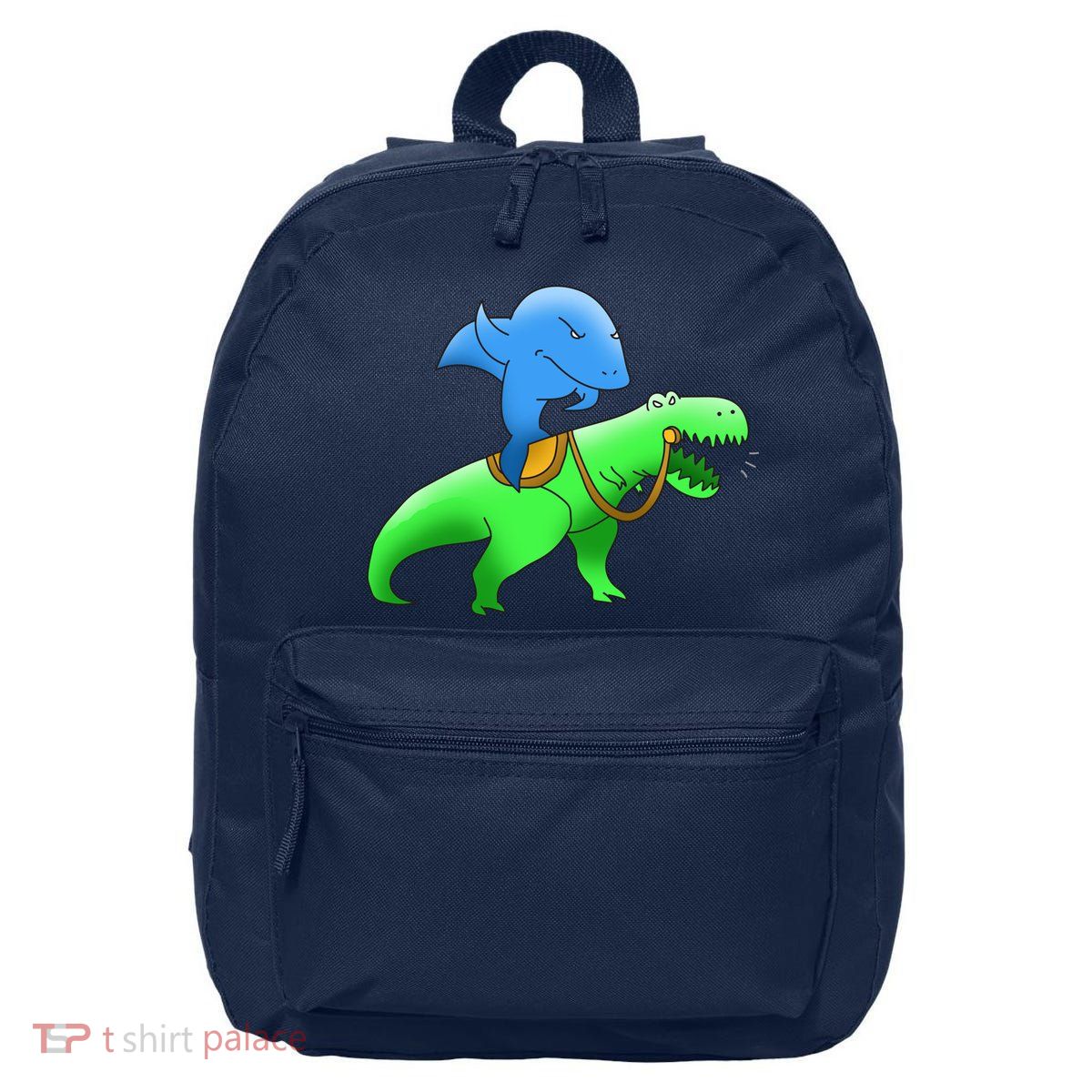 T-Rex Riding A Shark 16 in Basic Backpack