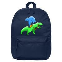 T-Rex Riding A Shark 16 in Basic Backpack