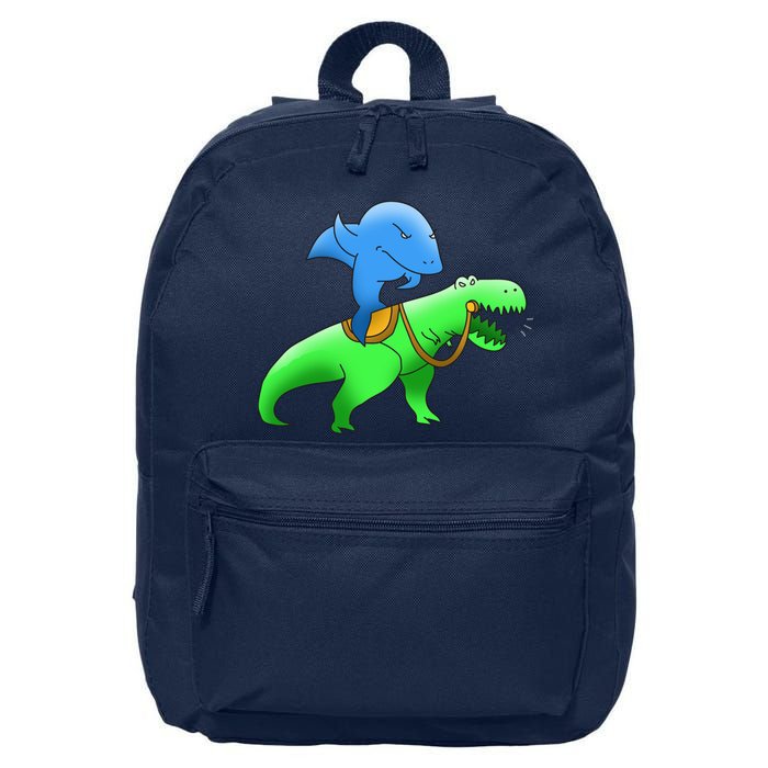 T-Rex Riding A Shark 16 in Basic Backpack