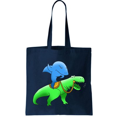 T-Rex Riding A Shark Bag